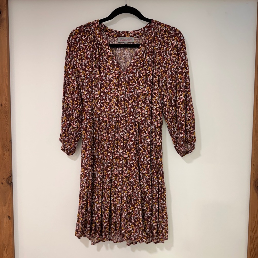 Destination Maternity Floral Tiered Mini Dress Women Small Boho Cottagecore